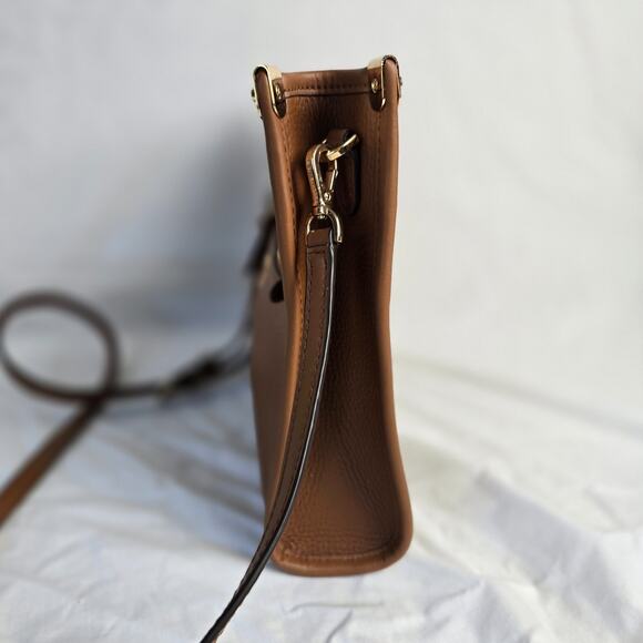 Michael Kors Jane Large Brown Pebbled Leather Clutch Crossbody NWOT - Picture 11 of 16